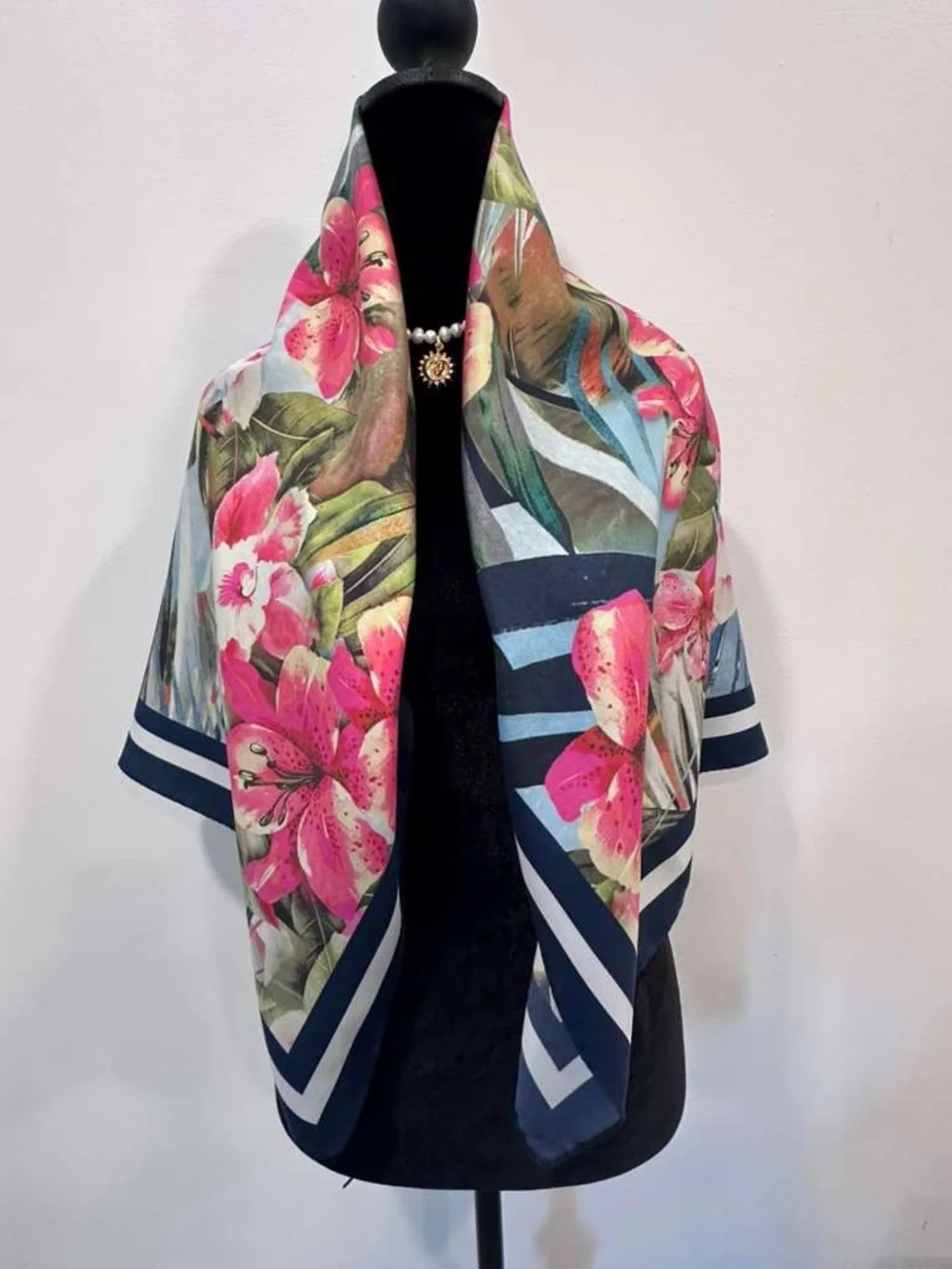 Unbranded Silk Scarf Floral Hand Rolled